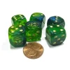Dice>Set of 6 Beetle 16mm D6 Round Edge Animal Dice - Blue-Green with Gold Pips - Your Source for Gaming Essentials