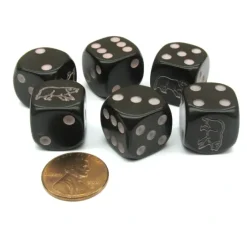 Dice>Set of 6 Black Bear 16mm D6 Round Edge Animal Dice - Your Source for Gaming Essentials