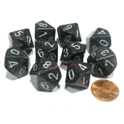 Dice>Set of 10 Chessex D10 Dice - Speckled Ninja - Your Source for Gaming Essentials