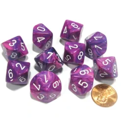 Dice>Set of 10 Chessex Festive D10 Dice - Violet with White Numbers - Your Source for Gaming Essentials