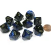 Dice>Set of 10 Chessex Gemini D10 Dice - Black-Blue with Gold Numbers - Your Source for Gaming Essentials