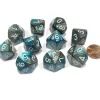 Dice>Set of 10 Chessex Gemini D10 Dice - Steel-Teal with White Numbers - Your Source for Gaming Essentials
