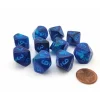 Dice>Set of 10 Chessex Luminary Gemini D10 Dice - Blue-Blue with Light Blue Numbers - Your Source for Gaming Essentials