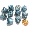 Dice>Set of 10 Chessex Lustrous D10 Dice - Slate with White Numbers - Your Source for Gaming Essentials