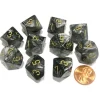 Dice>Set of 10 Chessex Lustrous D10 Dice - Black with Gold Numbers - Your Source for Gaming Essentials