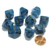 Dice>Set of 10 Chessex Phantom D10 Dice - Teal with Gold Numbers - Your Source for Gaming Essentials