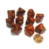 Dice>Set of 10 Chessex Scarab D10 Dice - Scarlet with Gold Numbers - Your Source for Gaming Essentials
