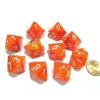 Dice>Set of 10 Chessex Vortex D10 Dice - Solar Orange with White Numbers - Your Source for Gaming Essentials