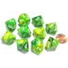 Dice>Set of 10 Chessex Vortex D10 Dice - Dandelion with White Numbers - Your Source for Gaming Essentials