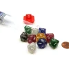 Dice>Set of 10 D10 Glitter Dice in Travel Tube - Assorted Colors - Your Source for Gaming Essentials