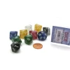 Dice>Set of 10 D10 Glitter Dice in Plastic Display Case - Assorted Colors - Your Source for Gaming Essentials