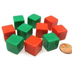 Dice>Set of 10 D6 16mm Blank Opaque Christmas Dice - 5 Green and 5 Red - Your Source for Gaming Essentials