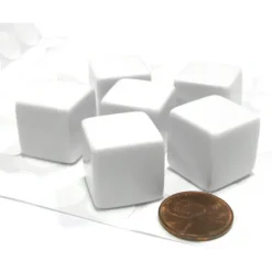 Dice>Set of 6 D6 19mm Blank Opaque Dice with Customizable Stickers - Solid White - Your Source for Gaming Essentials
