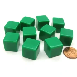 Dice>Set of 10 D6 16mm Blank Opaque Dice - Green - Your Source for Gaming Essentials
