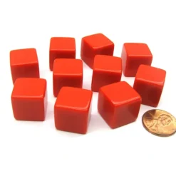 Dice>Set of 10 D6 16mm Blank Opaque Dice - Red - Your Source for Gaming Essentials
