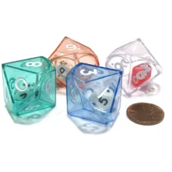 Dice>Set of 4 D10 26mm Double Dice, 2-In-1 Dice - 1 Each of Green Red Blue Clear - Your Source for Gaming Essentials