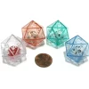 Dice>Set of 4 D20 24mm Double Dice, 2-In-1 Dice - 1 Each of Green Red Blue Clear - Your Source for Gaming Essentials