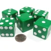 Dice>Set of 6 D6 25mm Large Opaque Jumbo Dice - Green with White Pip - Your Source for Gaming Essentials