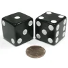 Dice>Set of 2 D6 25mm Large Opaque Jumbo Dice - Black with White Pips - Your Source for Gaming Essentials