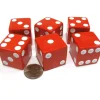 Dice>Set of 6 D6 25mm Large Opaque Jumbo Dice - Red with White Pip - Your Source for Gaming Essentials