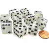 Dice>Set of 10 D6 16mm Marbleized Square Corner Dice - Pearl White with Black Pips - Your Source for Gaming Essentials