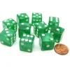 Dice>Set of 10 D6 16mm Marbleized Square Corner Dice - Green with White Pips - Your Source for Gaming Essentials