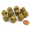 Dice>Set of 10 D12 18mm Olympic Pearlized Dice - Gold with Black Numbers - Your Source for Gaming Essentials