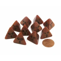 Dice>Set of 10 D4 18mm Olympic Pearlized Dice - Bronze with Black Numbers - Your Source for Gaming Essentials