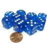 Dice>Set of 10 D6 16mm Round Corner Transparent Dice - Blue with White Pips - Your Source for Gaming Essentials
