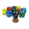 Dice>Set of 10 D6 16mm Rounded Transparent Dice - 2 of Blue Green Yellow Purple Red - Your Source for Gaming Essentials