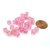 Dice>Set of 30 D6 5mm Transparent Rounded Corner Dice - Pink with White Pips - Your Source for Gaming Essentials