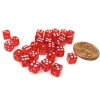 Dice>Set of 30 D6 5mm Transparent Rounded Corner Dice - Red with White Pips - Your Source for Gaming Essentials