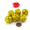 Dice>Set of 6 D24 Opaque 24mm 24-Sided Gaming Dice - Yellow with Black Numbers - Your Source for Gaming Essentials