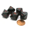 Dice>Set of 5 D10 10-Sided 16mm Opaque RPG Dice - Black with Red Numbers - Your Source for Gaming Essentials