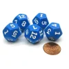 Dice>Set of 5 D12 12-Sided 18mm Opaque RPG Dice - Blue with White Numbers - Your Source for Gaming Essentials