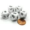 Dice>Set of 5 D10 10-Sided 16mm Opaque RPG Dice - White with Black Numbers - Your Source for Gaming Essentials