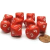 Dice>Set of 10 D10 10-Sided 16mm Opaque Dice - Red with White Numbers - Your Source for Gaming Essentials