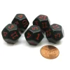 Dice>Set of 5 D12 12-Sided 18mm Opaque RPG Dice - Black with Red Numbers - Your Source for Gaming Essentials