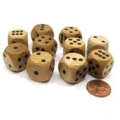 Dice>Set of 10 D6 Six Sided 18mm Rounded Corner Wooden Dice ~ Wood Dice - Your Source for Gaming Essentials
