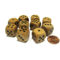 Dice>Set of 10 D6 Six Sided 16mm Round Edge Wooden Dice ~ Wood Dice - Your Source for Gaming Essentials