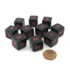 Dice>Set of 10 D6 Six-Sided 16mm Opaque Numbered Dice - Black with Red Numbers - Your Source for Gaming Essentials