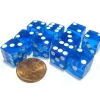 Dice>Set of 10 D6 Six-Sided 12mm Transparent Dice - Blue with White Pips - Your Source for Gaming Essentials