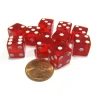 Dice>Set of 10 D6 Six-Sided 12mm Transparent Dice - Red with White Pips - Your Source for Gaming Essentials