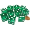 Dice>Set of 10 D6 Square Edged 19mm Dice - Transparent Green with White Pips - Your Source for Gaming Essentials