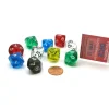 Dice>Set of 10 D10 Transparent Dice in Plastic Display Case - Assorted Colors - Your Source for Gaming Essentials