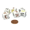 Dice>Set of 6 Dog Dice - 16mm D6 Round Edge - White with Multi-Color Etched Animals - Your Source for Gaming Essentials