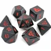 Dice>Set of 7 Dungeons and Dragons RPG Metal Polyhedral Dice - Black with Red Numbers - Your Source for Gaming Essentials