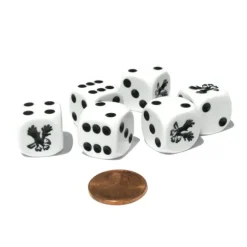 Dice>Set of 6 Eagle Dice 16mm D6 Rounded Edges Animal- White with Black Pips - Your Source for Gaming Essentials