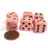 Dice>Set of 6 Elephant Dice 16mm D6 Rounded Edges Dice - Pink with Black Pips - Your Source for Gaming Essentials