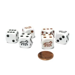 Dice>Set of 6 Horse 16mm Animal Dice - White with 3 Black and 3 Brown Pips - Your Source for Gaming Essentials